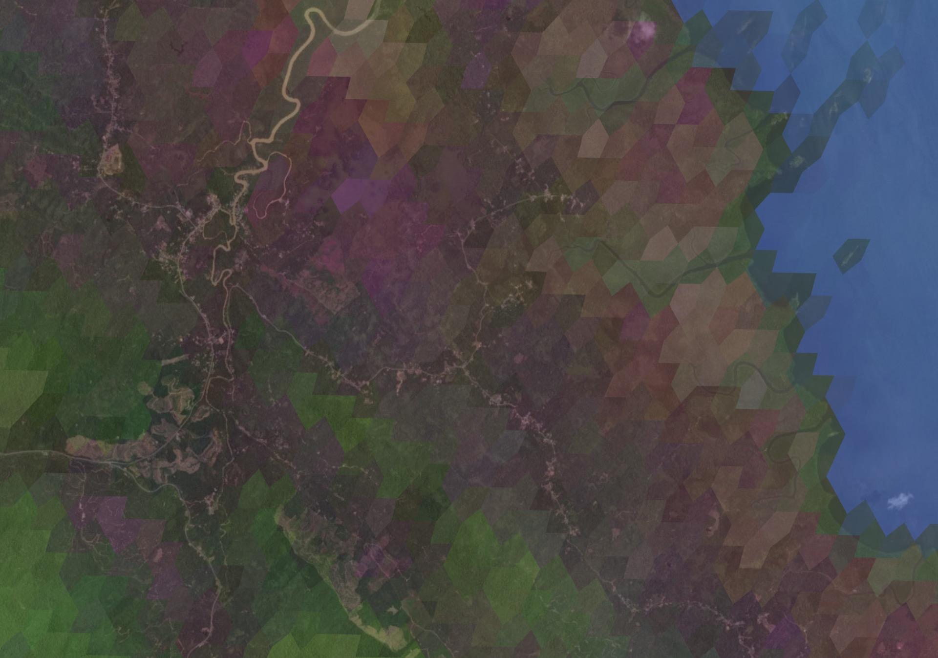 Foundation model embeddings visualised across forest and coastal land use change gradients